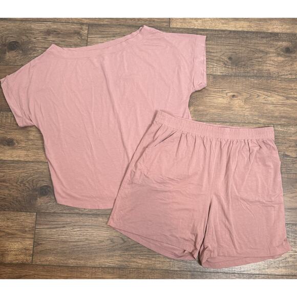 Universal Standard Set UltimateS Dolci Lounge Top Lorelai Shorts Pink S 14-16